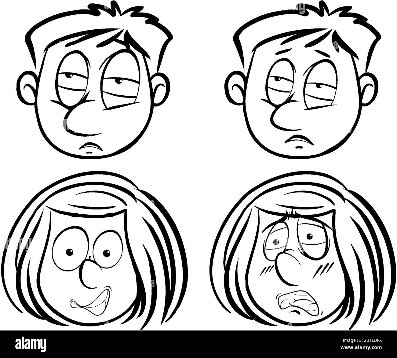 Human faces with different facial expressions illustration Stock Vector ...