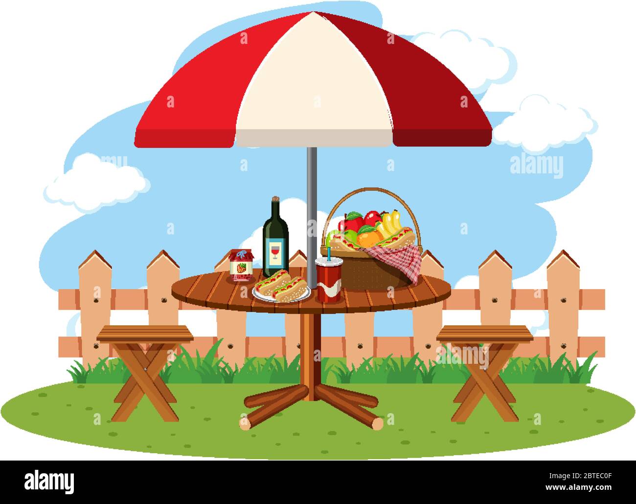 Scene with food on the picnic table illustration Stock Vector Image ...