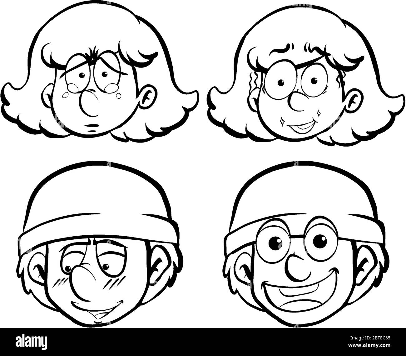 Human faces with different facial expressions illustration Stock Vector ...