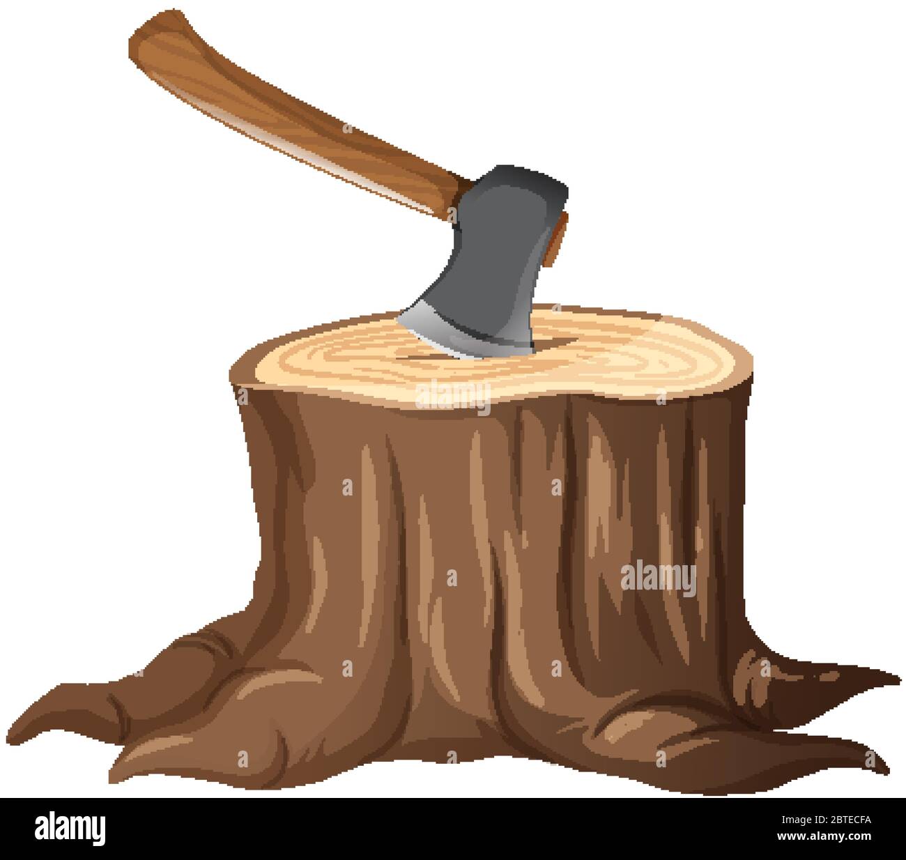 Sharp axe on stump tree illustration Stock Vector Image & Art - Alamy