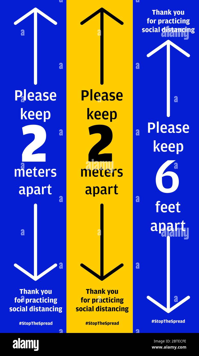 Social Distancing Message Set of 3 Long floor sticker with social distancing message asking ...