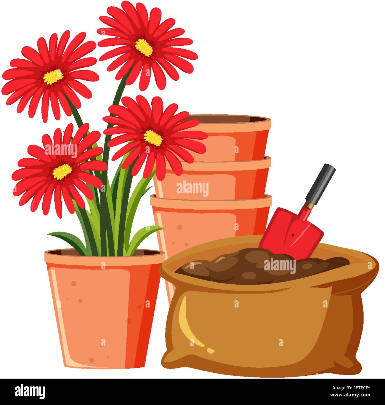 Red flowers in clay on white background illustration Stock Vector Image ...