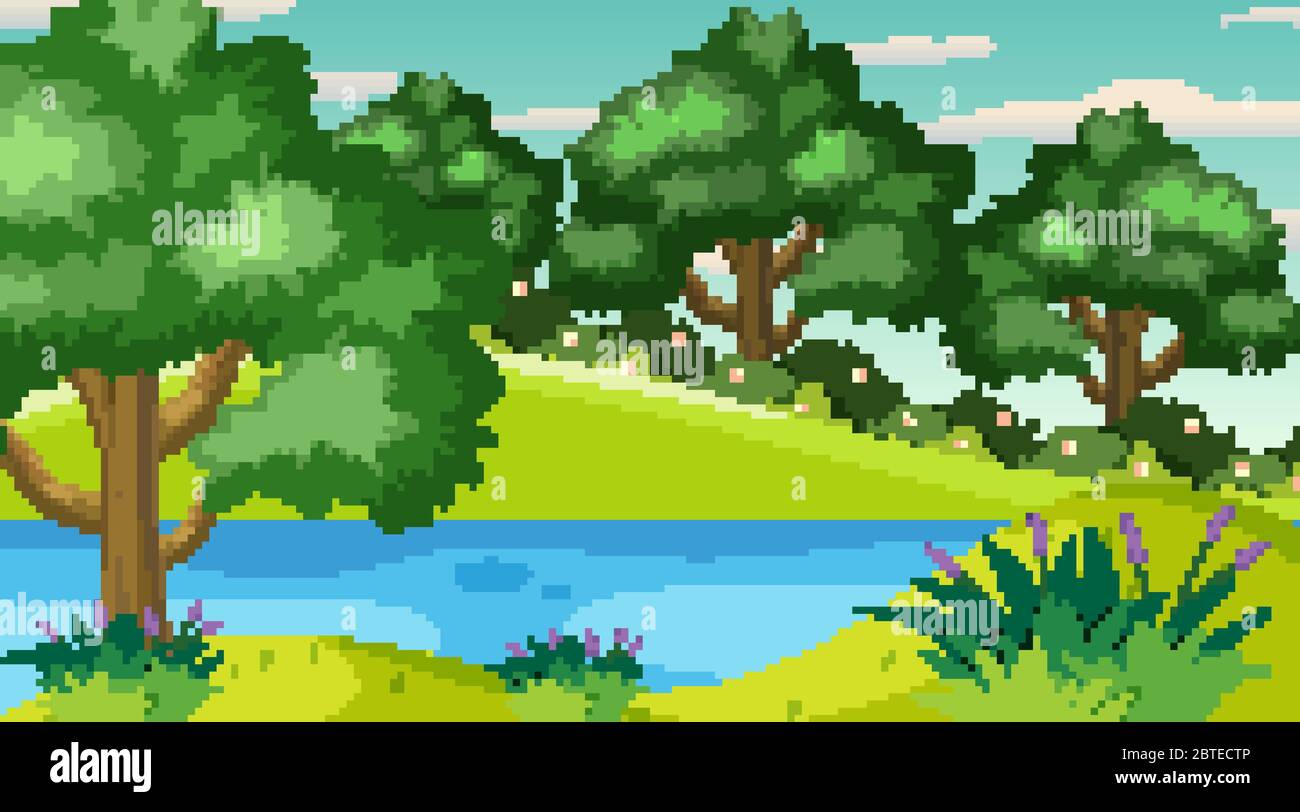 Background scene with many trees in the park illustration Stock Vector ...