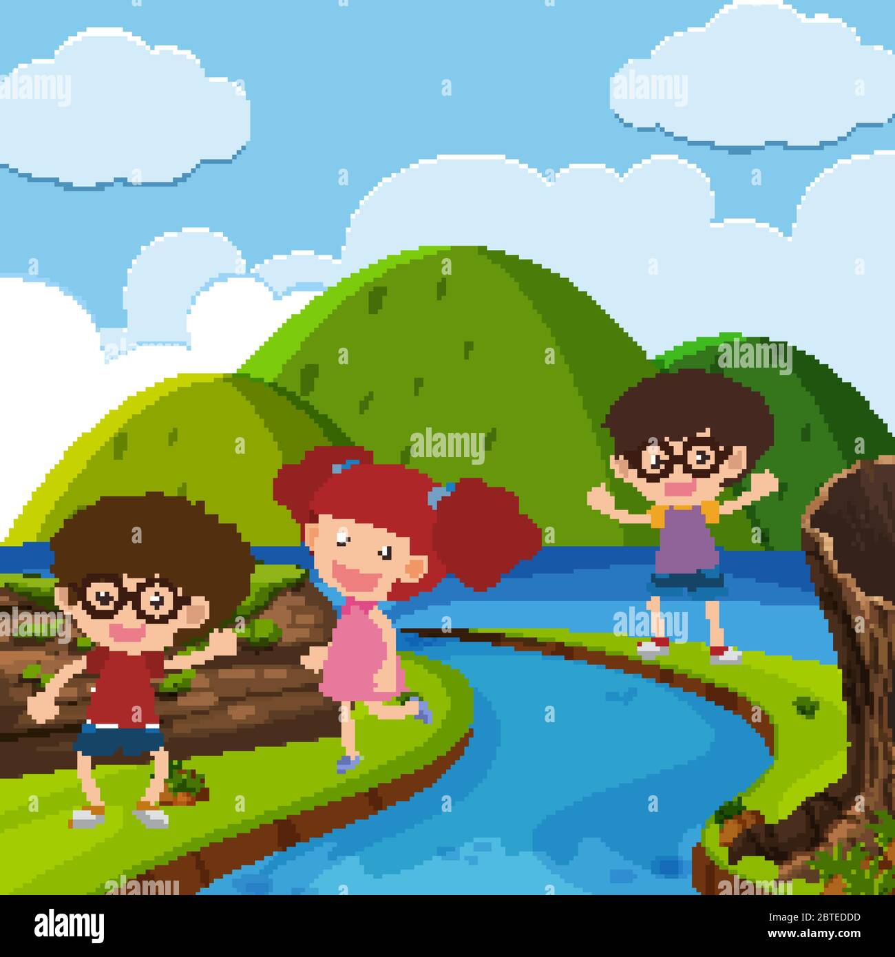 Scene with many kids in the park illustration Stock Vector Image & Art ...