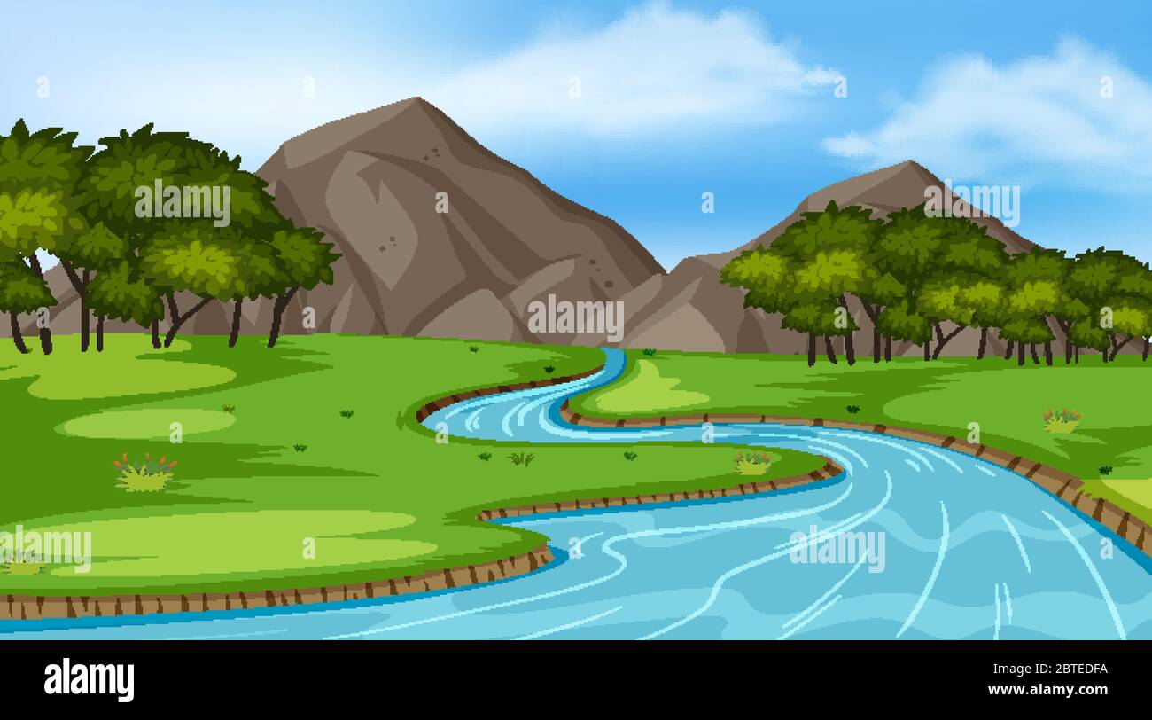 Background scene with many trees in the park illustration Stock Vector ...