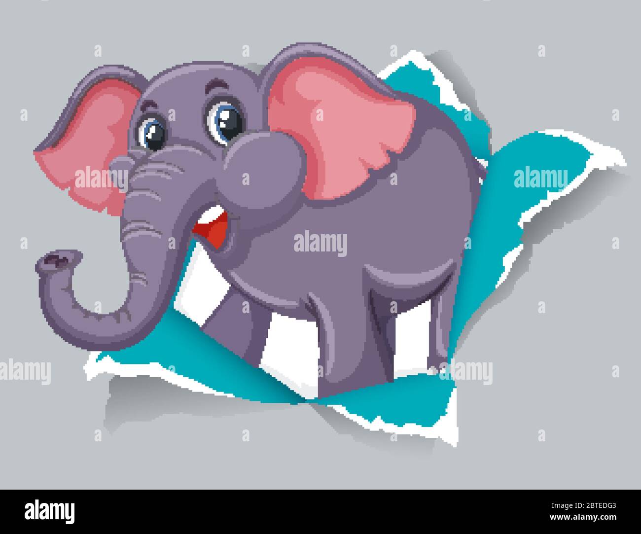 Background template design with wild elephant on gray paper ...