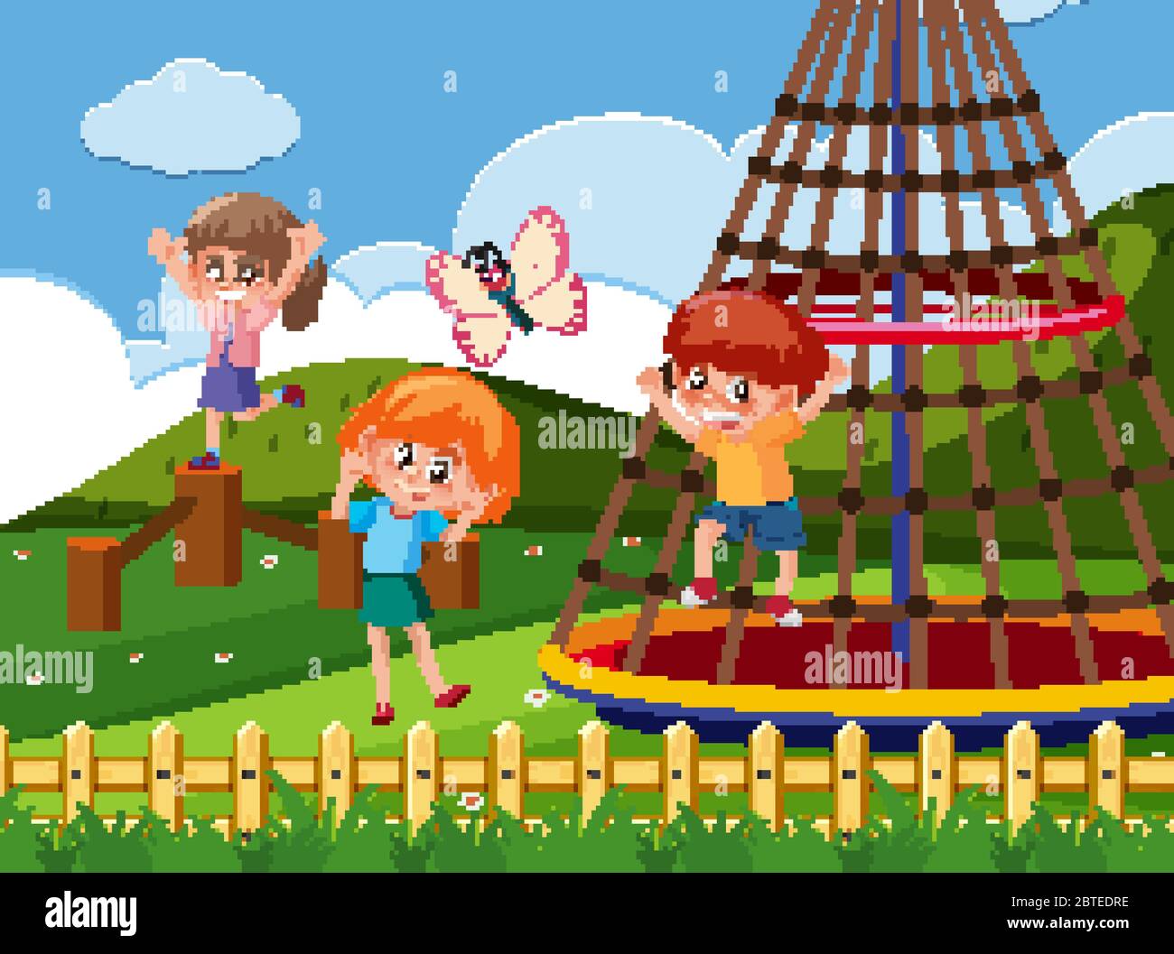 Scene with many kids in the park illustration Stock Vector Image & Art ...