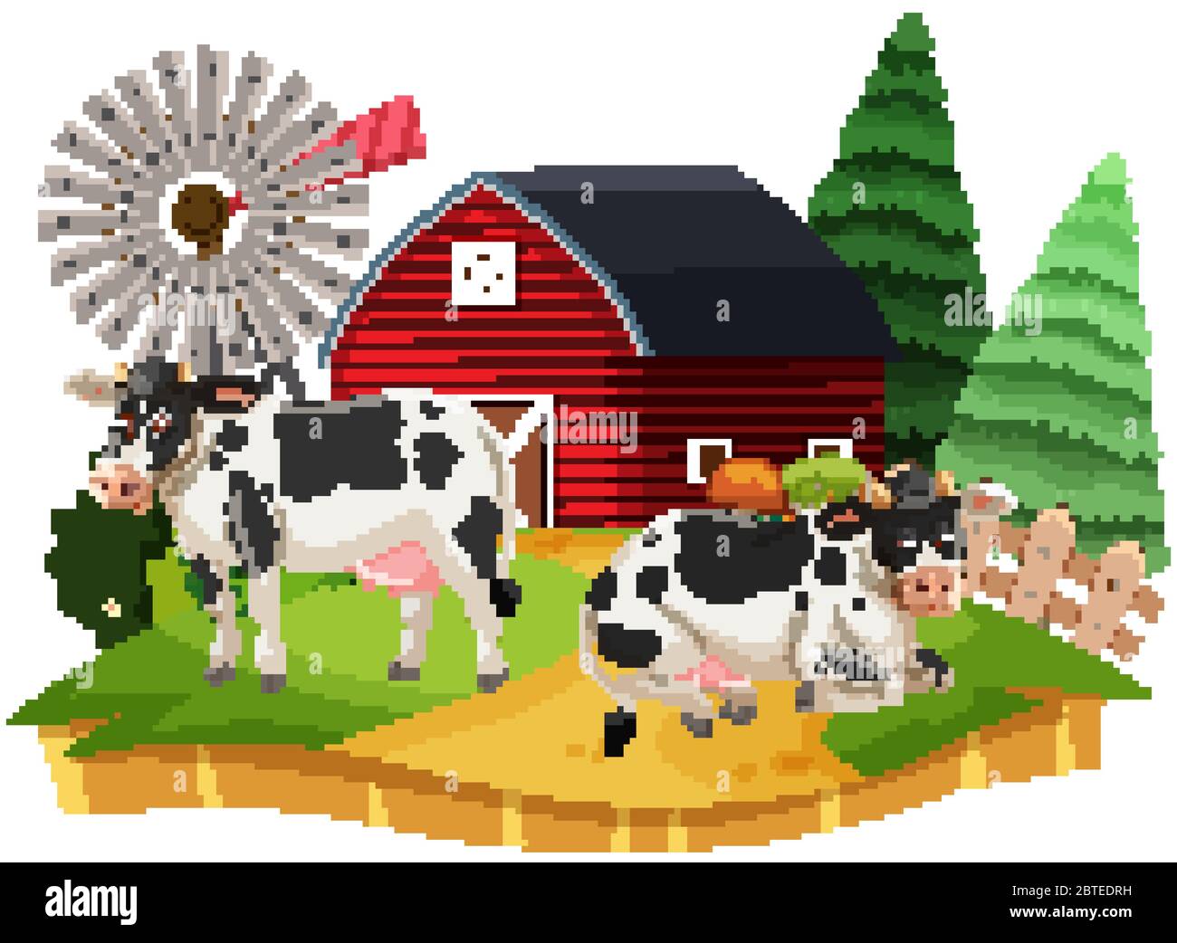 Cow farm cartoon character on white background illustration Stock Vector  Image & Art - Alamy