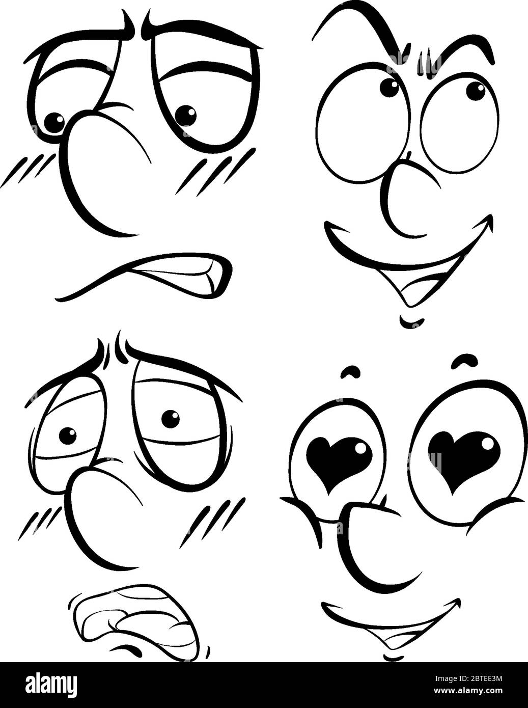 Human faces with different facial expressions illustration Stock Vector ...