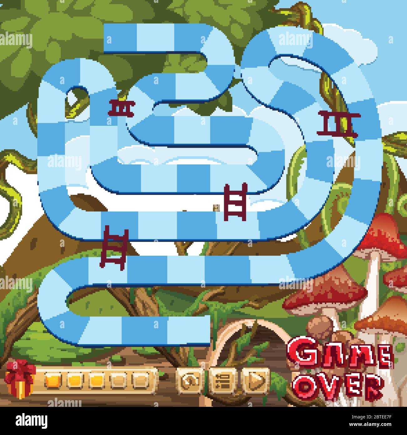 Boardgame template with green forest background illustration Stock ...