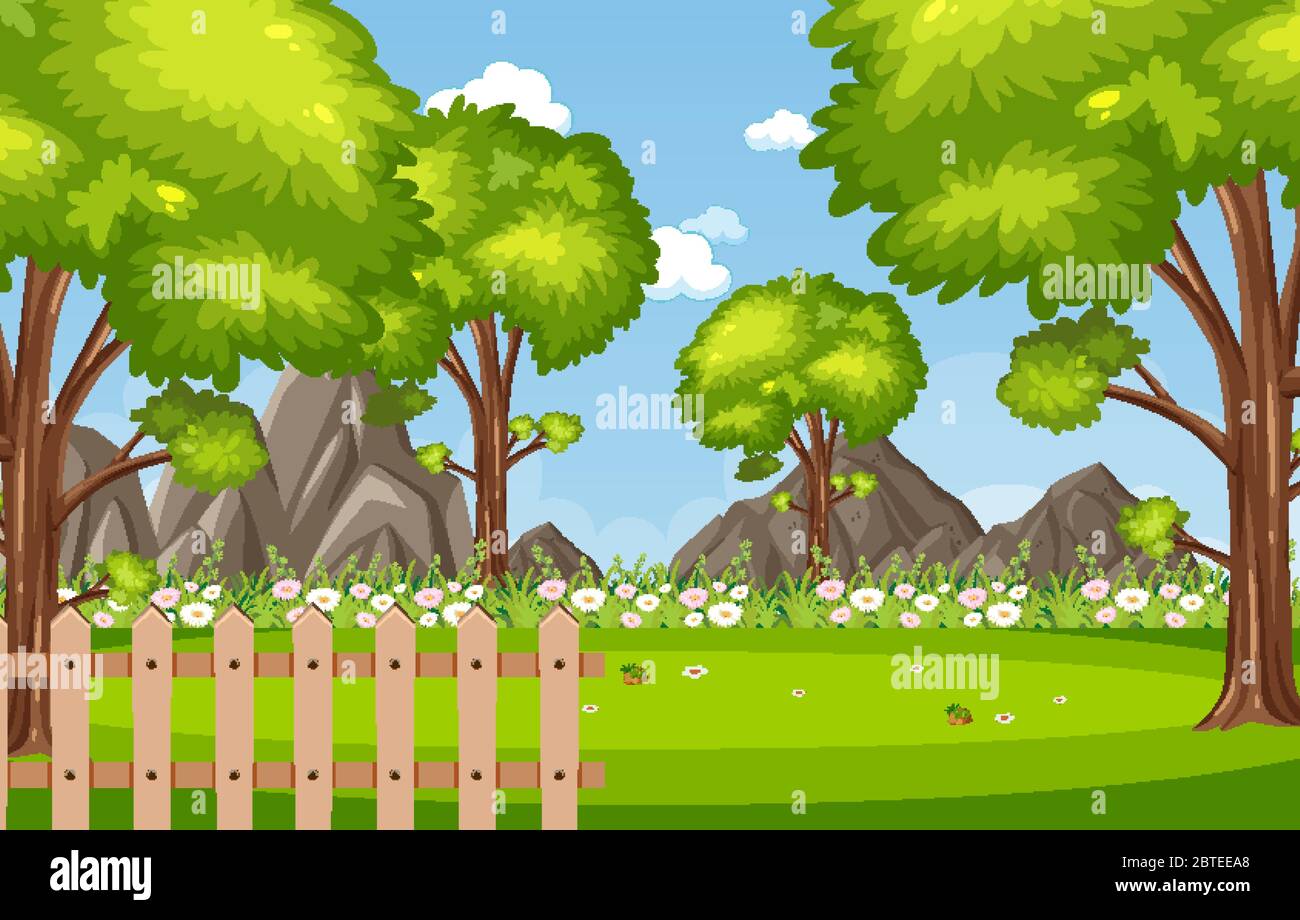 Background scene with trees in the park illustration Stock Vector Image ...