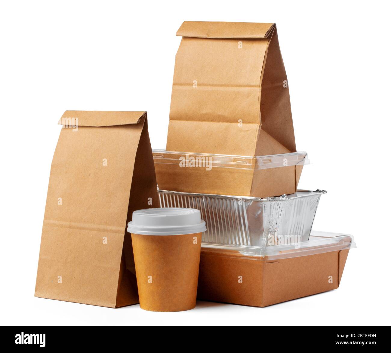 Set of recyclable food packaging on white background Stock Photo Alamy