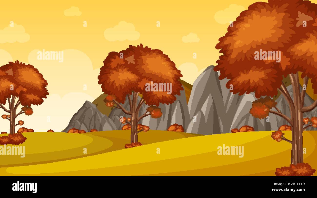 Background scene with many trees in the park illustration Stock Vector ...