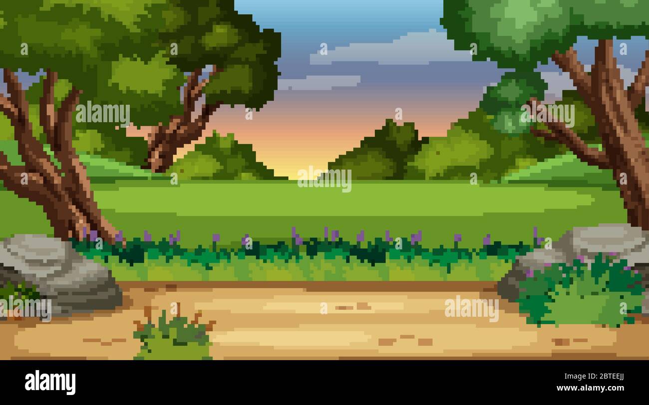 Background scene with many trees in the park illustration Stock Vector ...