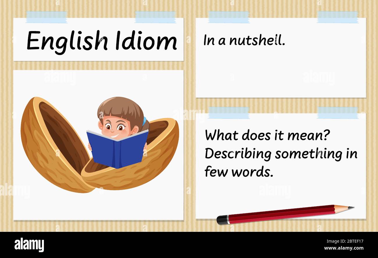 English idiom in a nutshell template illustration Stock Vector Image