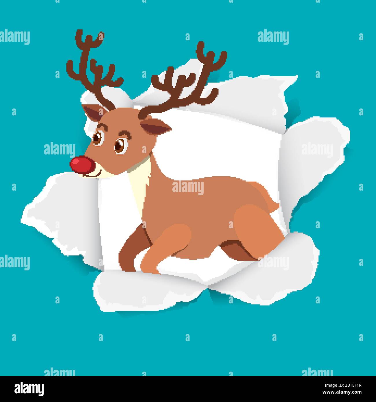 Background template design with wild deer on blue paper illustration ...