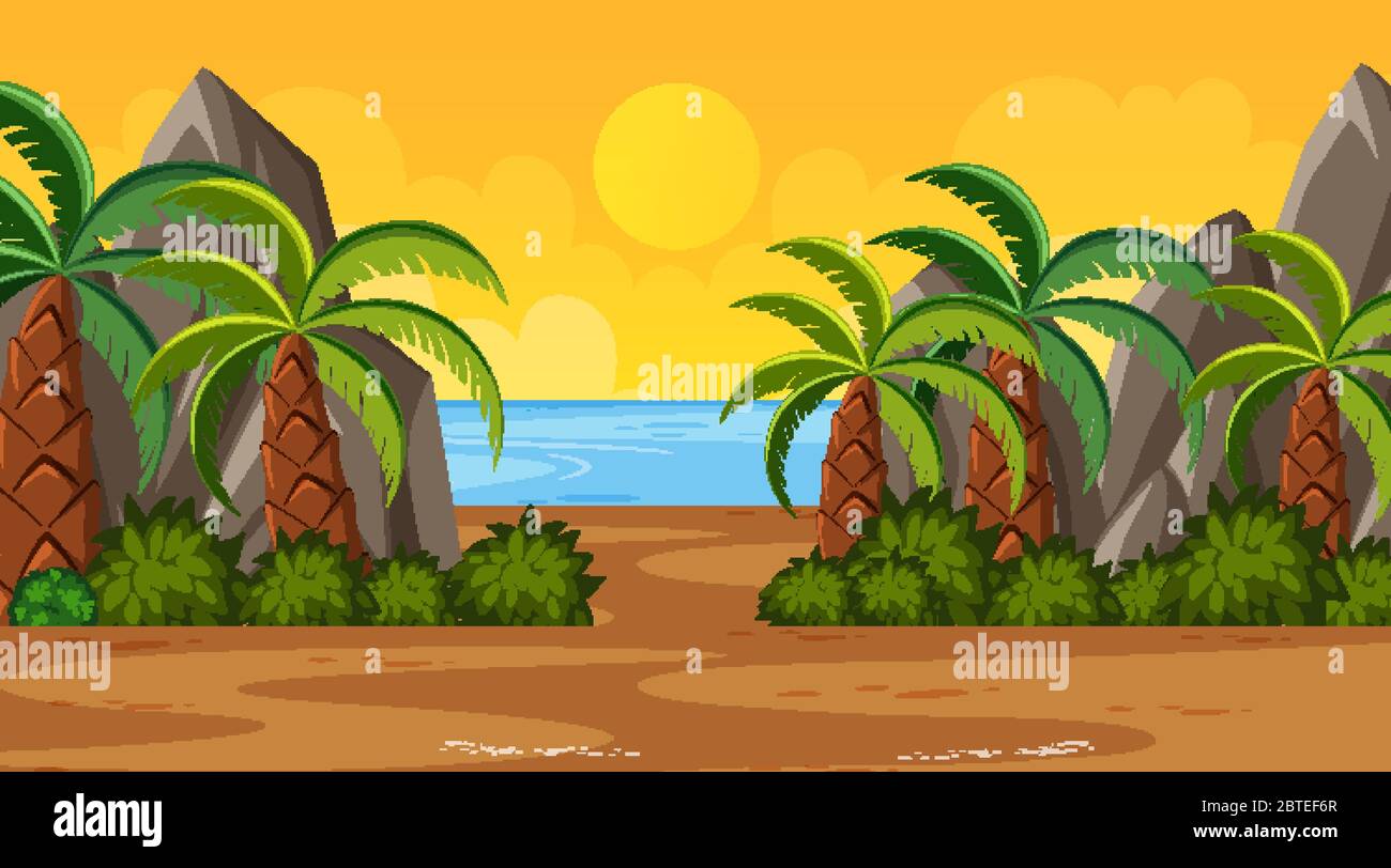 Background scene with many trees in the park illustration Stock Vector ...