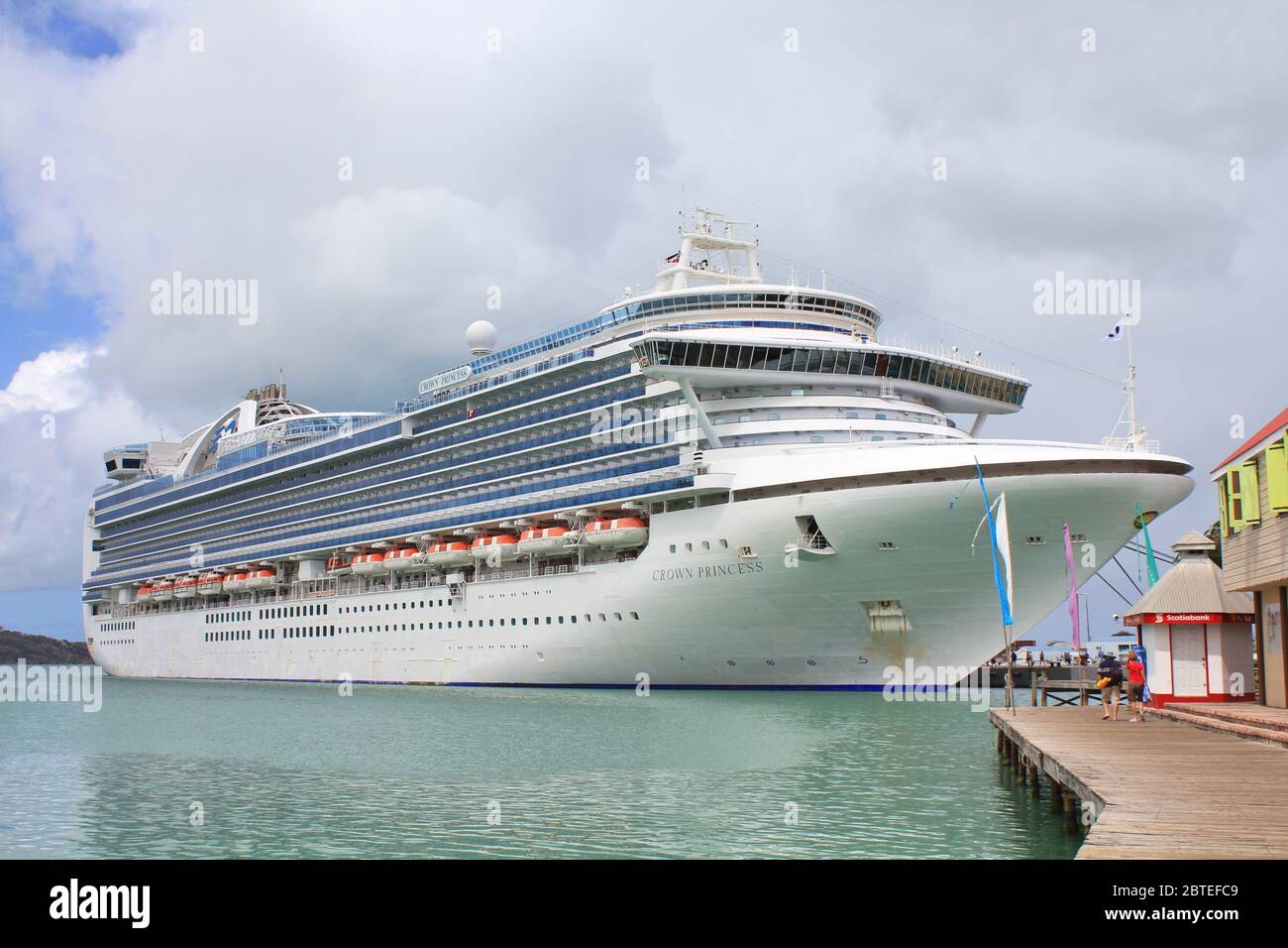 SAINT JOHN'S, ANTIGUA - FEBRUARY 19, 2014: Crown Princess cruise ship anchored in St John's, Antigua and Barbuda. Crown Princess is operated by Prince Stock Photo