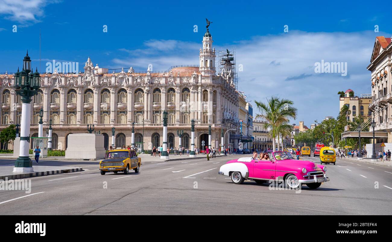 American Car on the street, Havana, Cuba Stock Photo