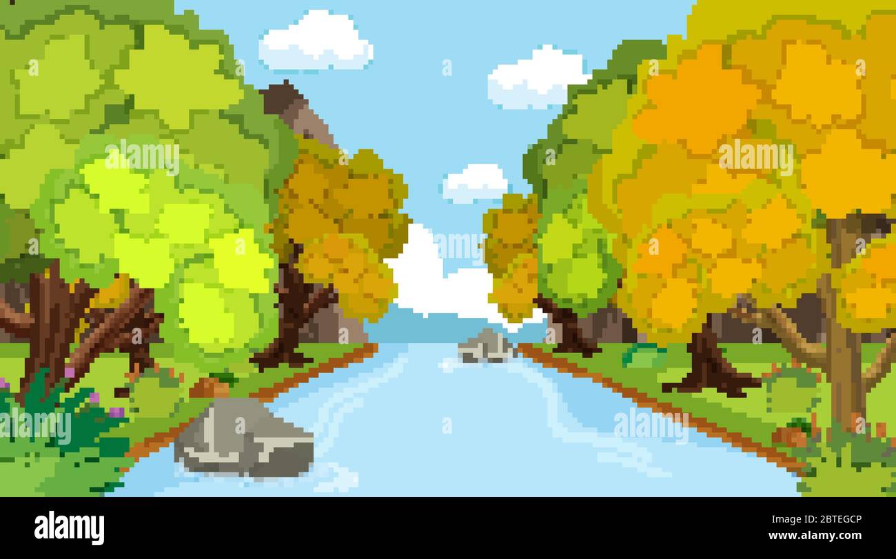 Background scene with many trees in the park illustration Stock Vector ...
