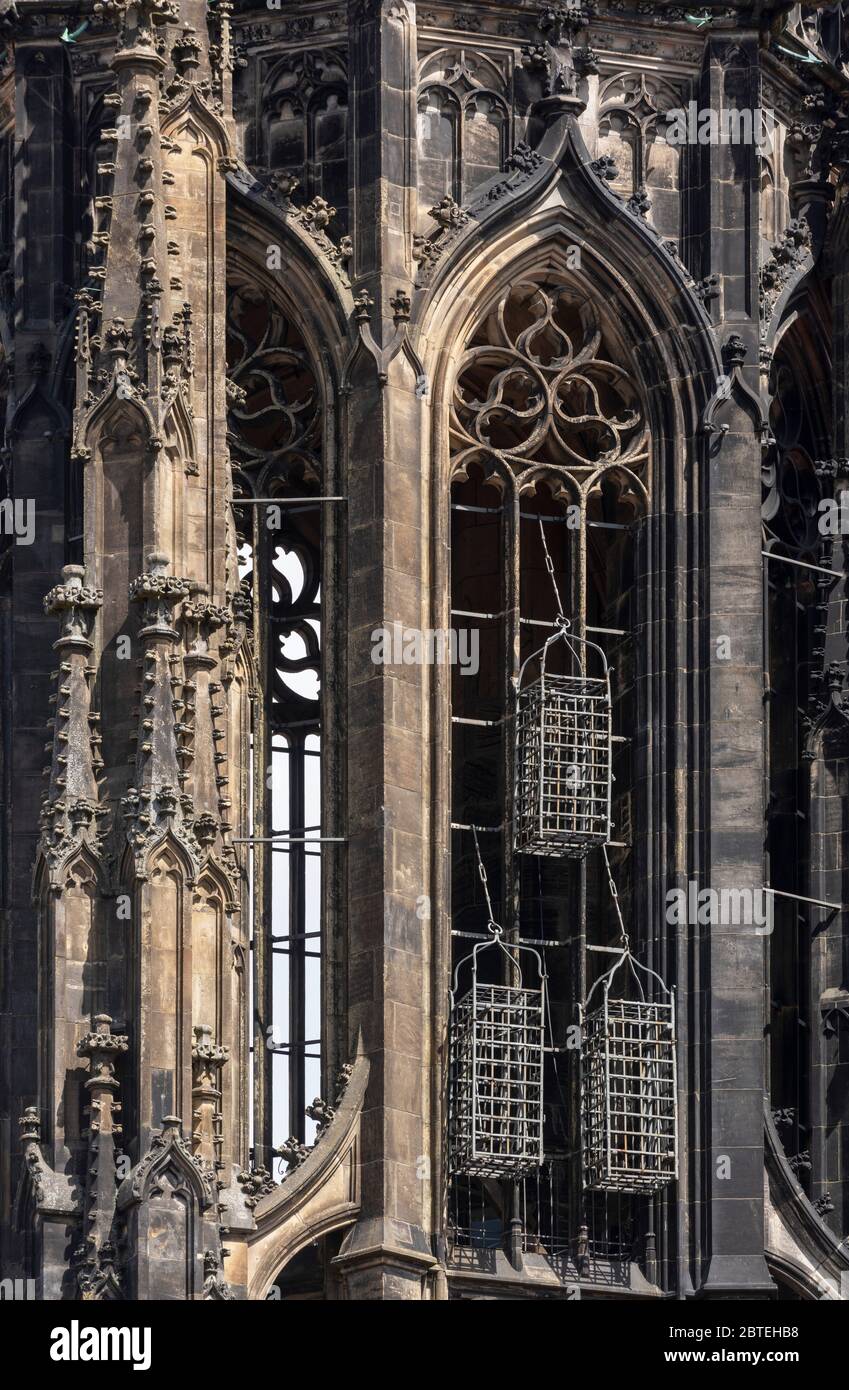 Münster/Westfalen, Prinzipalmarkt, St. Lamberti, Turm mit Käfigen der  Wiedertäufer Stock Photo - Alamy