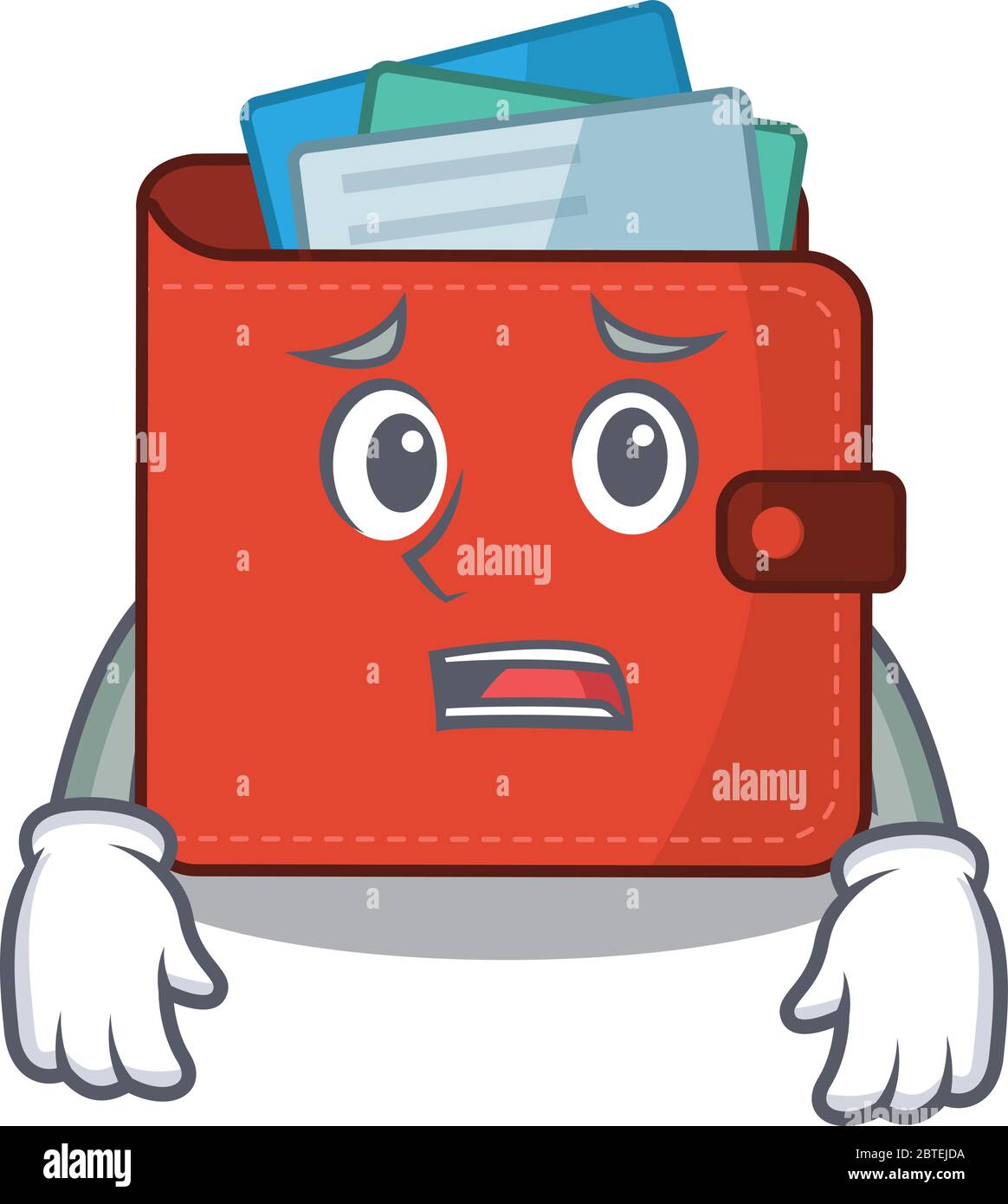 Cartoon Design Style Of Card Wallet Having Worried Face. Vector ...