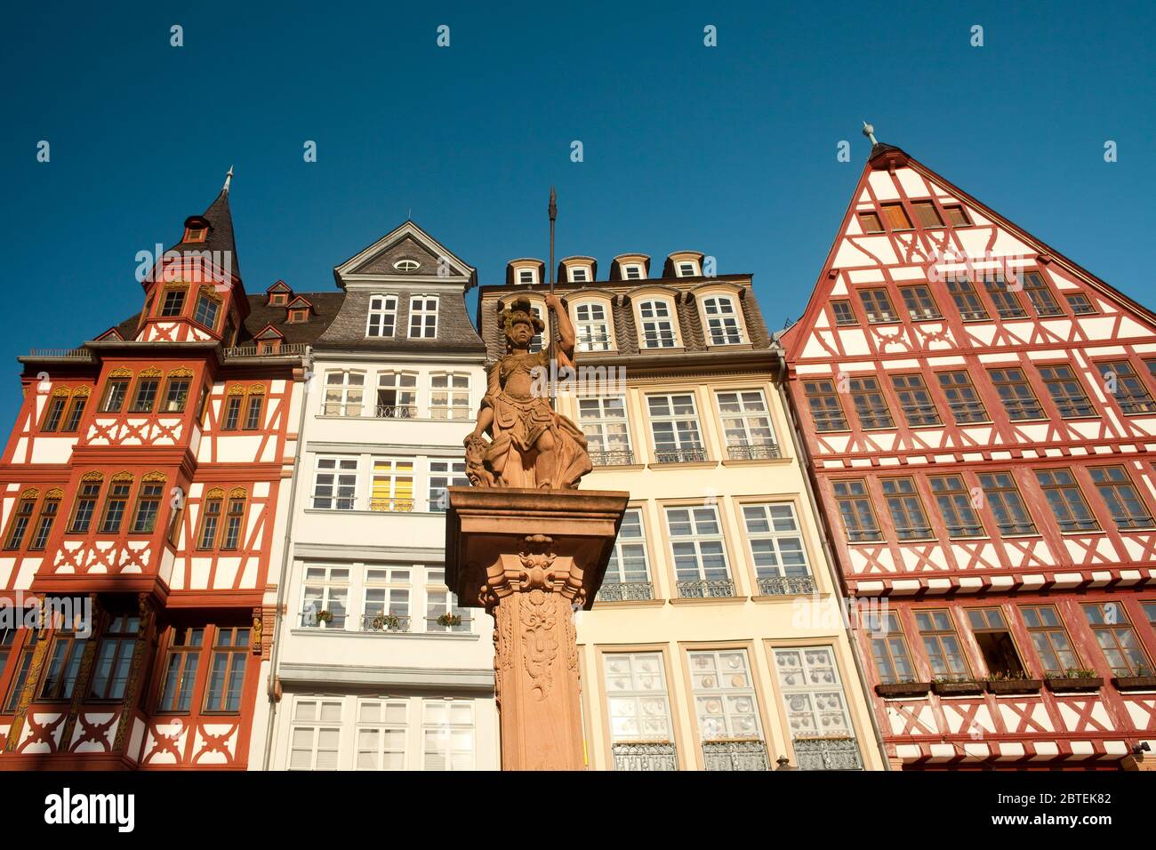 Romerberg square at the old town center, and the Romer, Frankfurt am main, Hesse, Germany Stock Photo