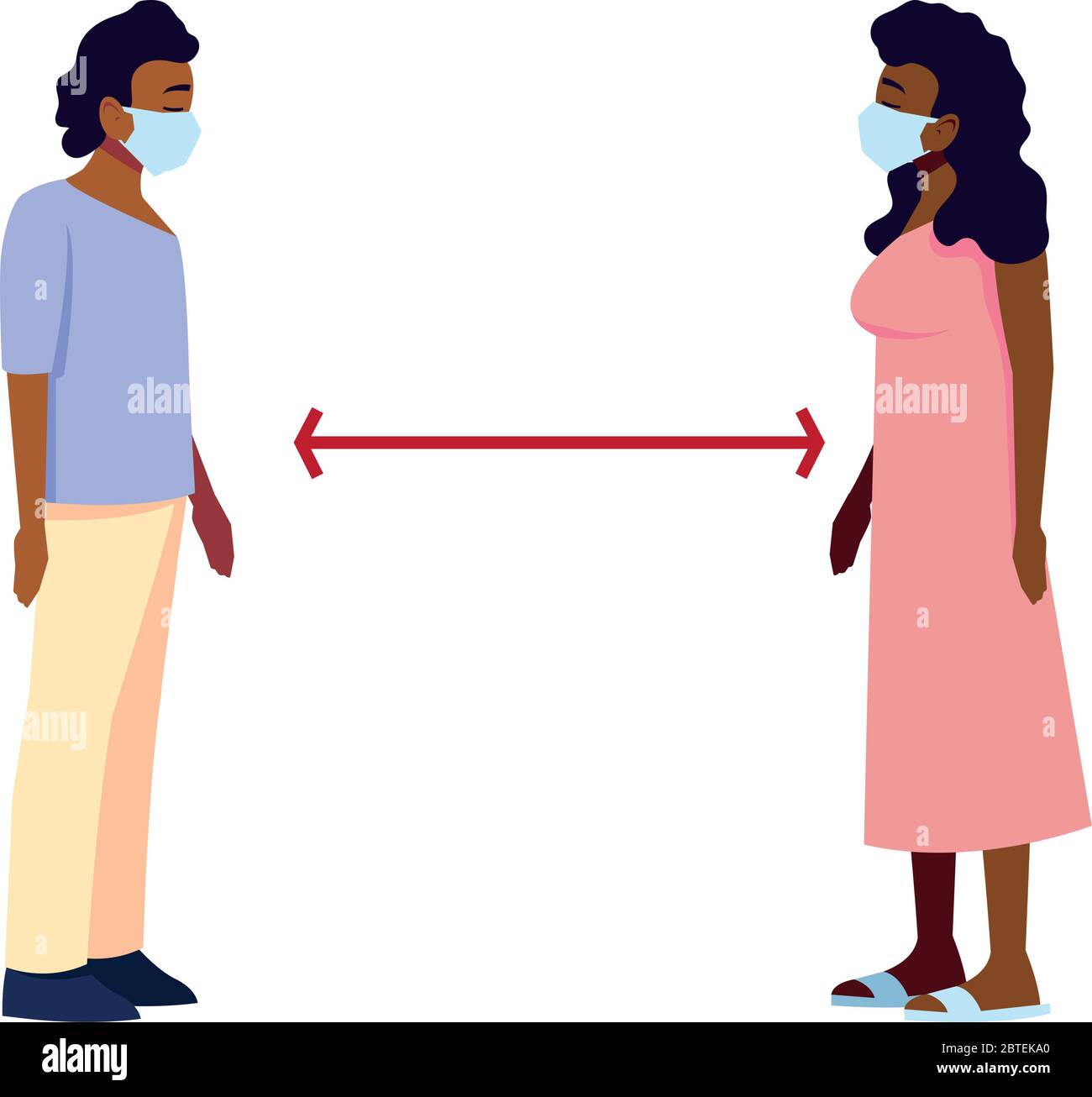 Social distancing between woman and man design of Medical care and ...