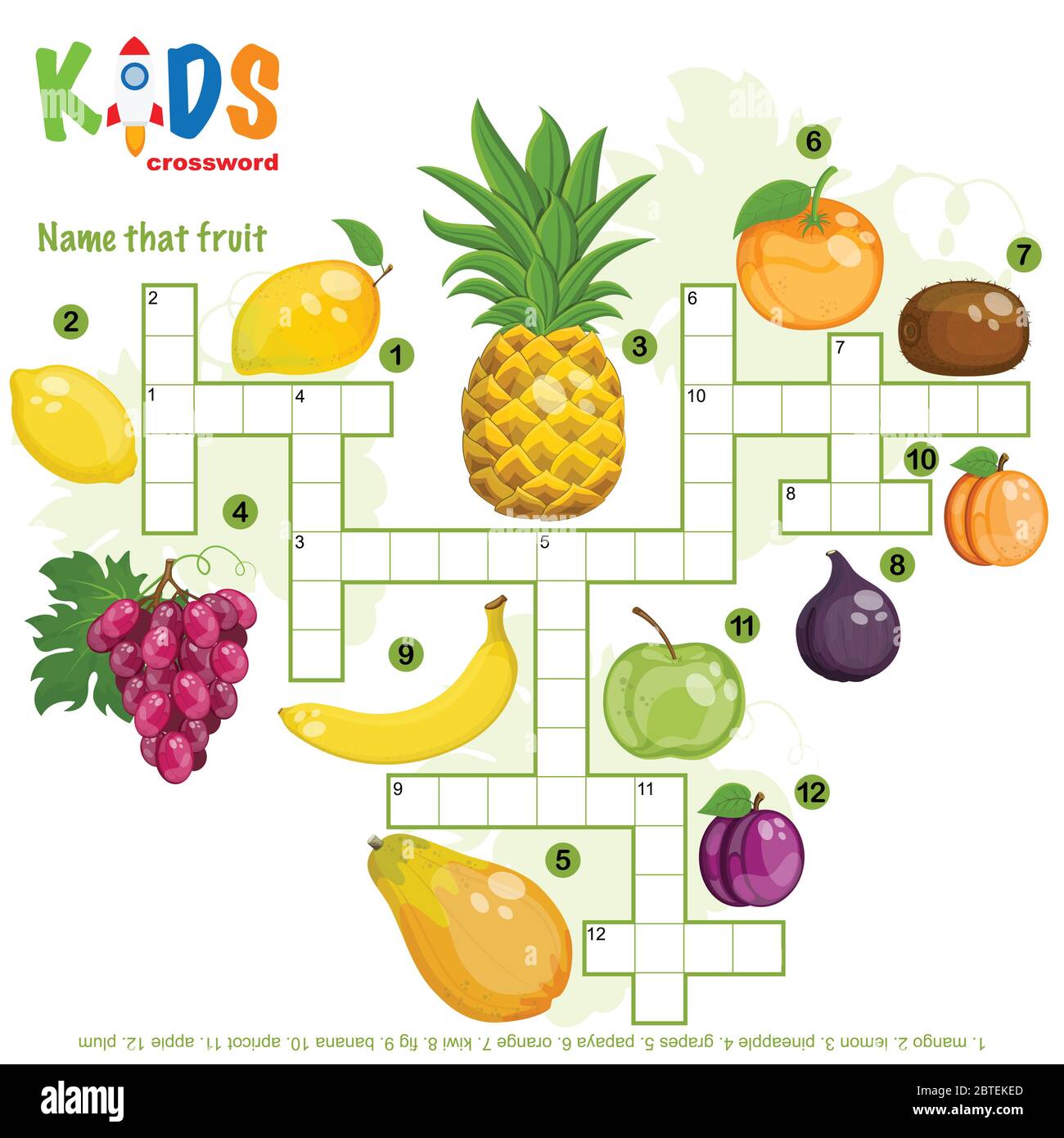 Fruit Crossword Puzzle For Kids Fruit Crossword Puzzle For Kids