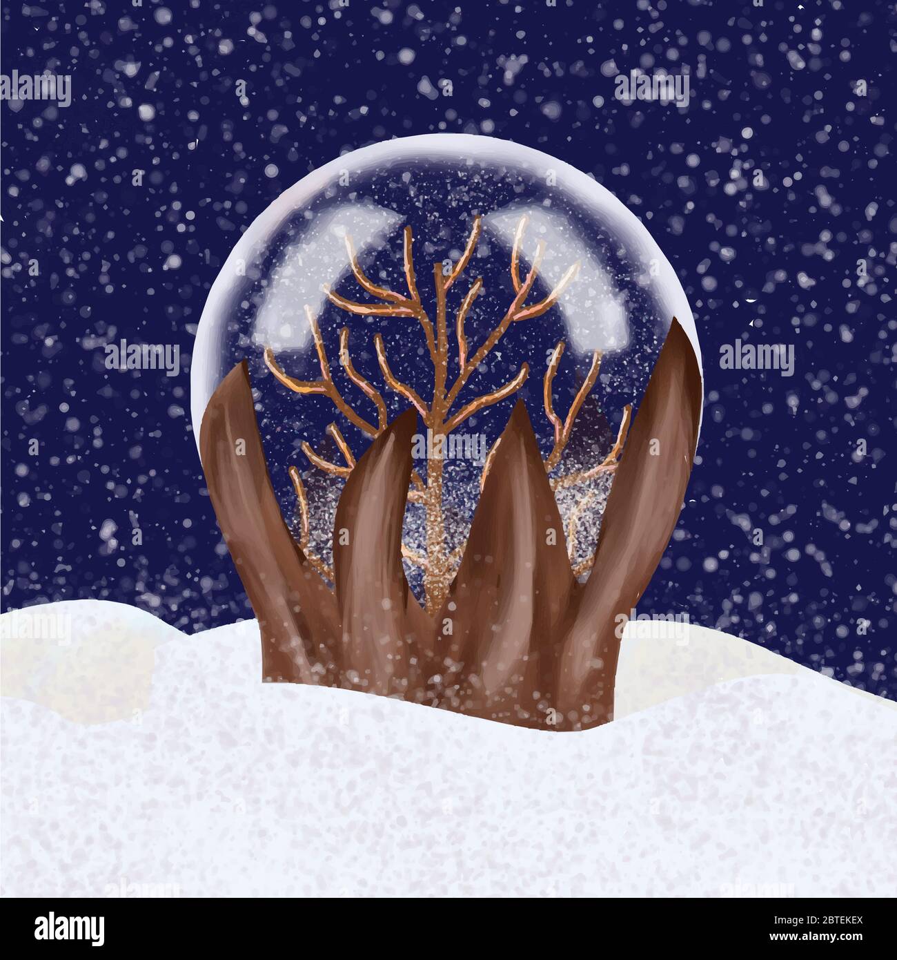 Snow globe with winter tree inside. Stock vector illustration Stock ...