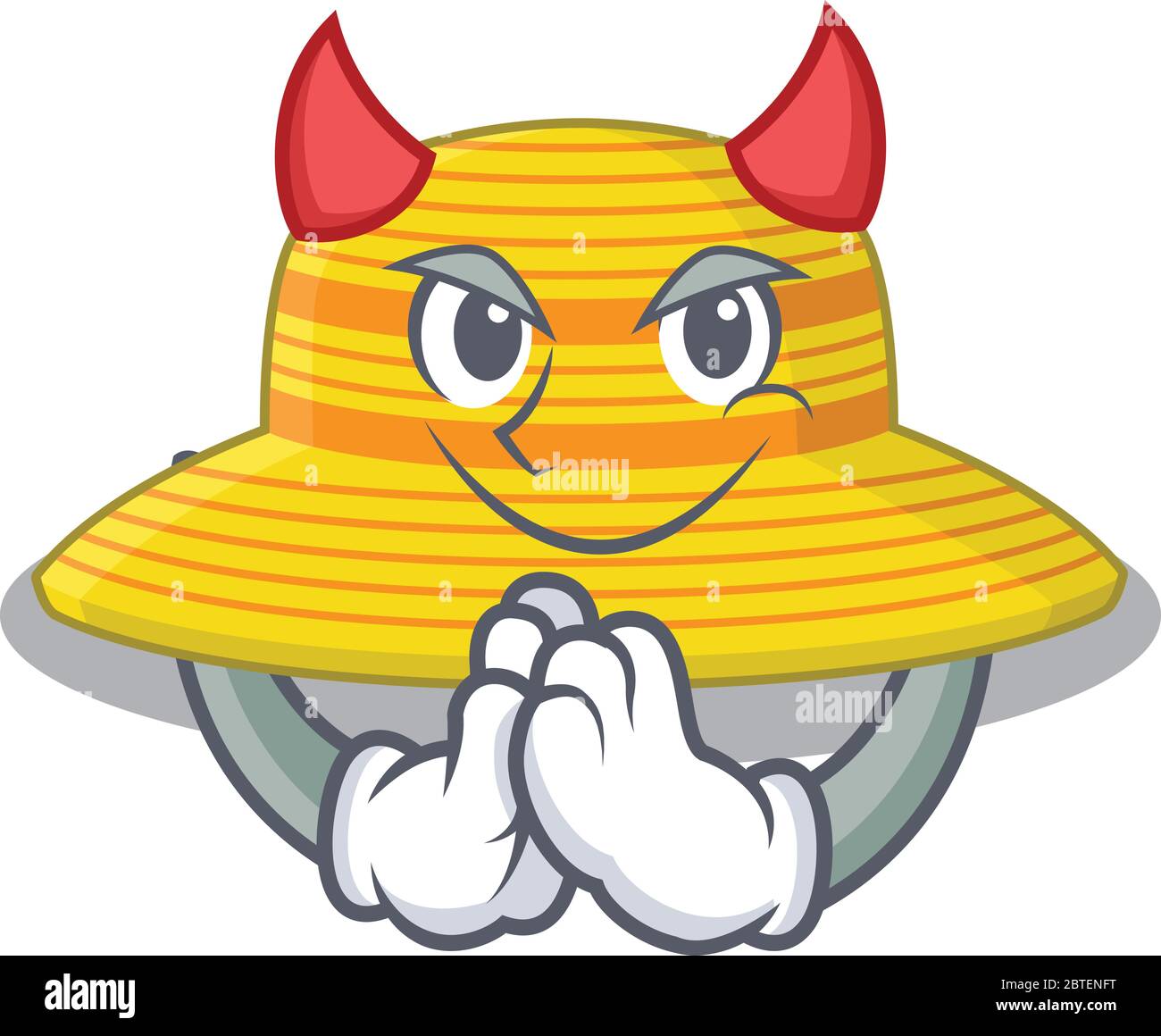 summer hat clothed as devil cartoon character design concept. Vector