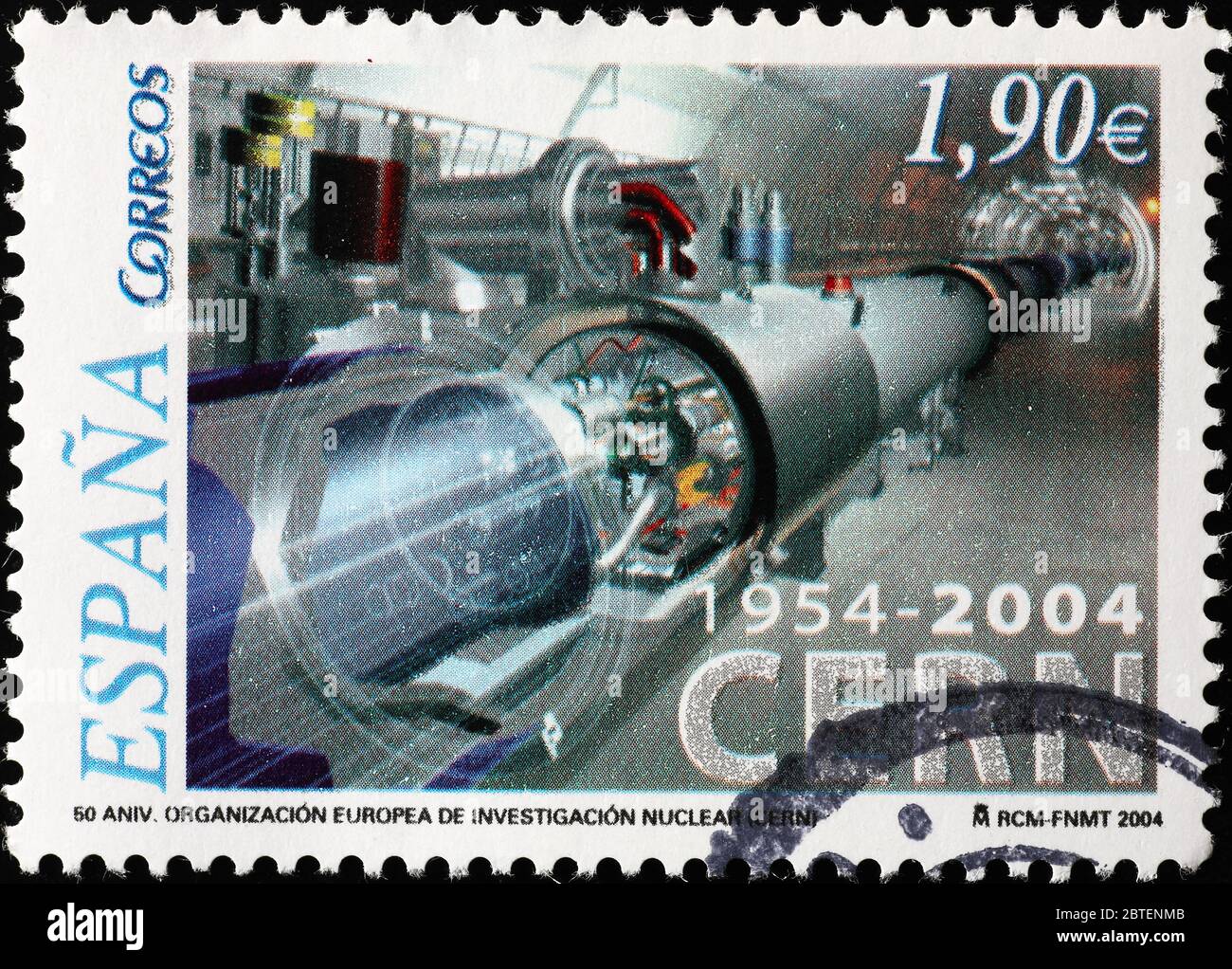 CERN of Geneva celebrated on postage stamp Stock Photo