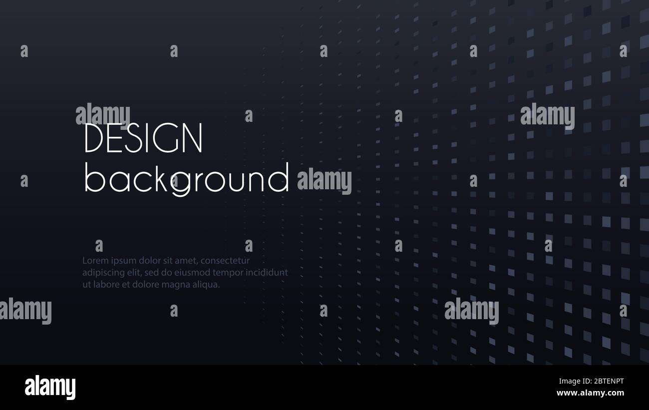 Black minimal abstract background. Vector banner template. Dotted perspective backdrop Stock Vector