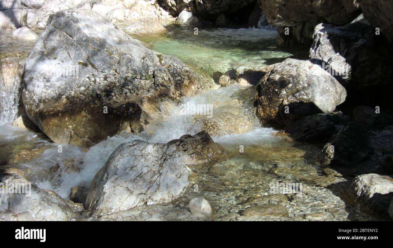 Watercourse in the dolomites Stock Photo