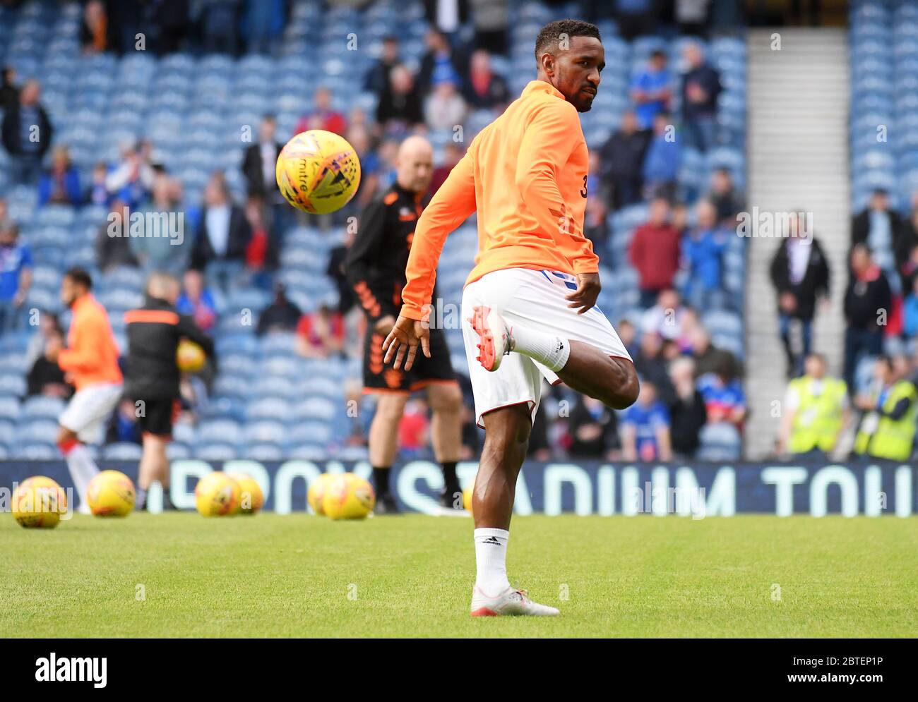 GLASGOW, SCOTLAND - JULY 18, 2019: Jermaine Defoe of Rangers pictured prior to the 2nd leg of the 2019/20 UEFA Europa League First Qualifying Round game between Rangers FC (Scotland) and St Joseph's FC (Gibraltar) at Ibrox Park. Stock Photo