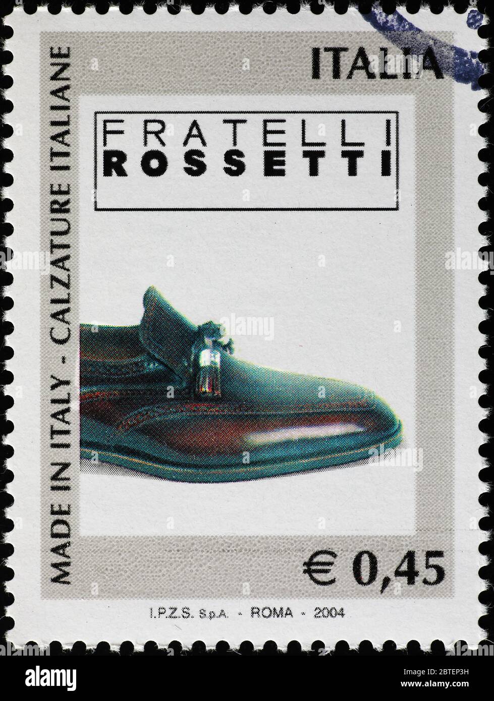 Italian brand of shoes Fratelli Rossetti on postage stamp Stock Photo -  Alamy