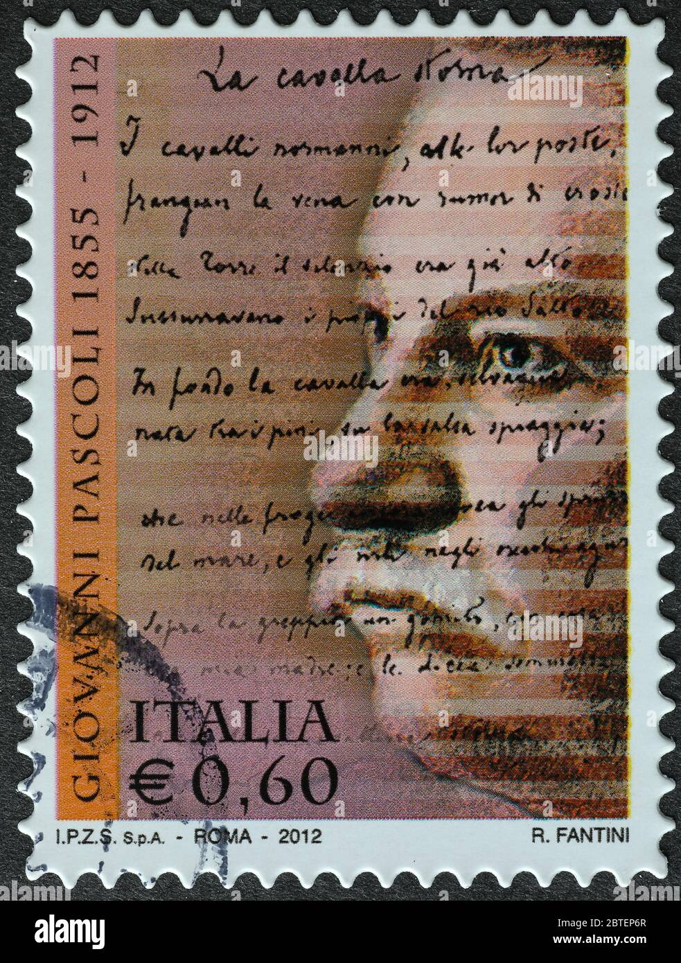 Italian poet Giovanni Pascoli on postage stamp Stock Photo Alamy