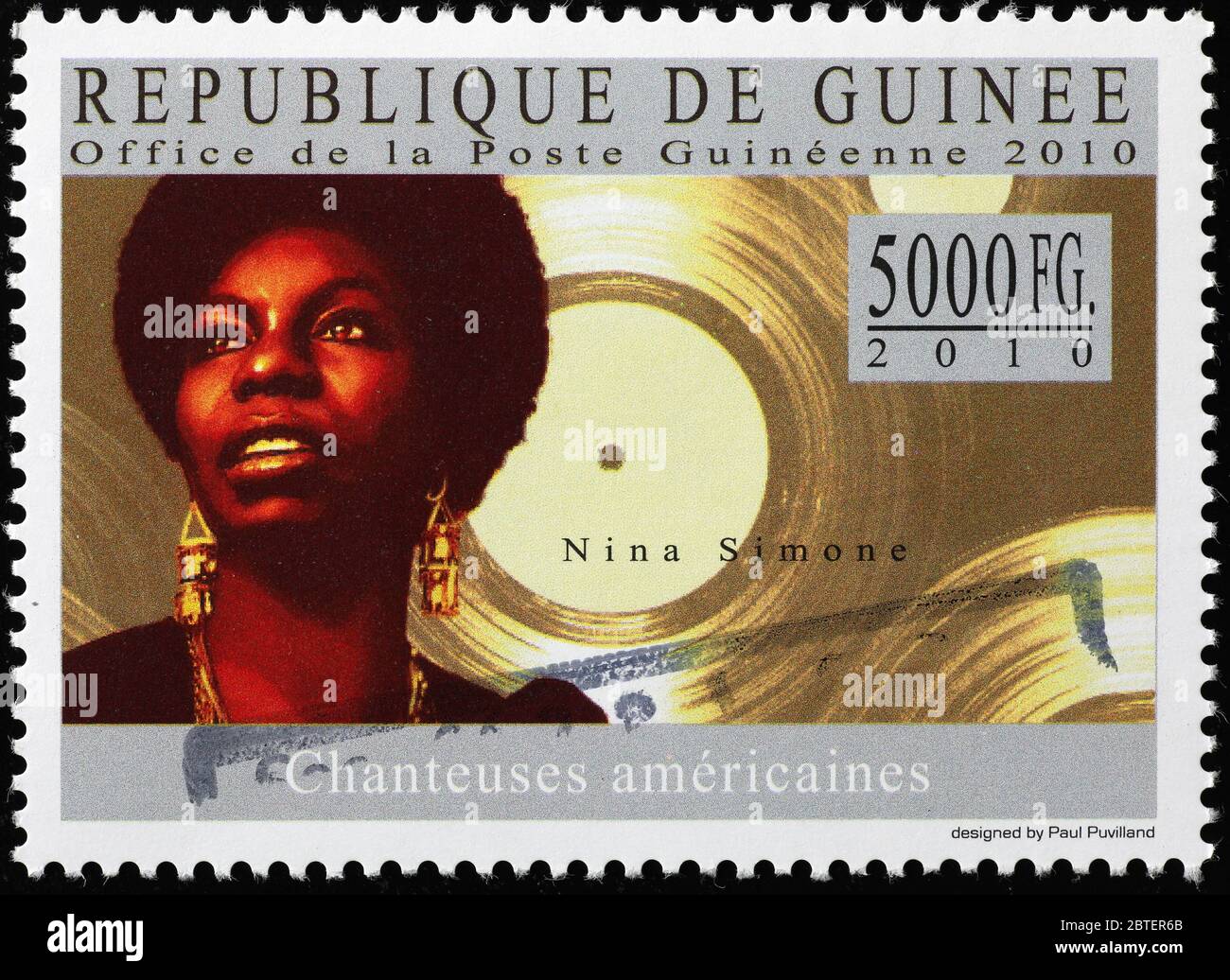 Nina Simone on postage stamp of Guinea Stock Photo