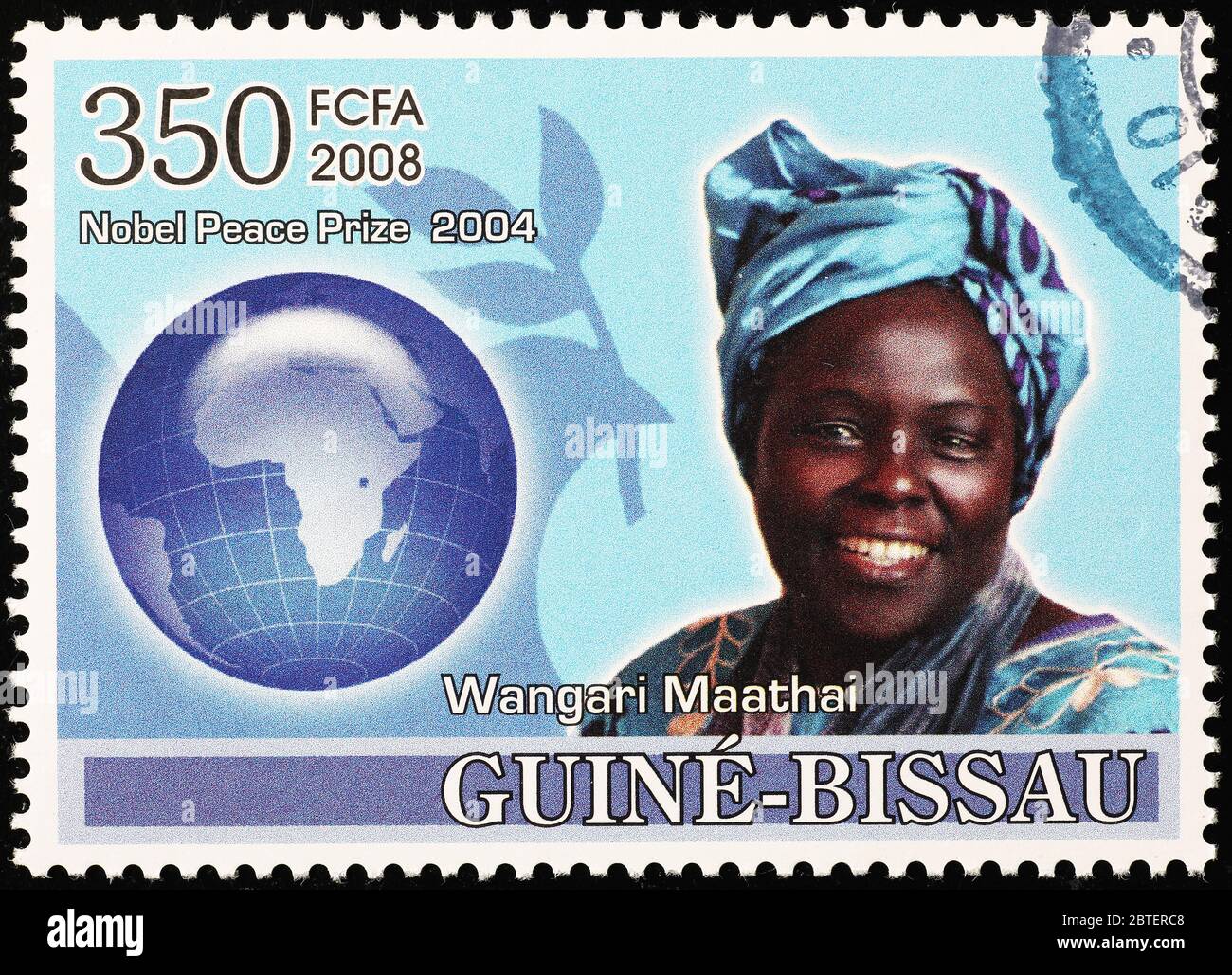 Nobel awarded Wangari Maathai on african postage stamp Stock Photo