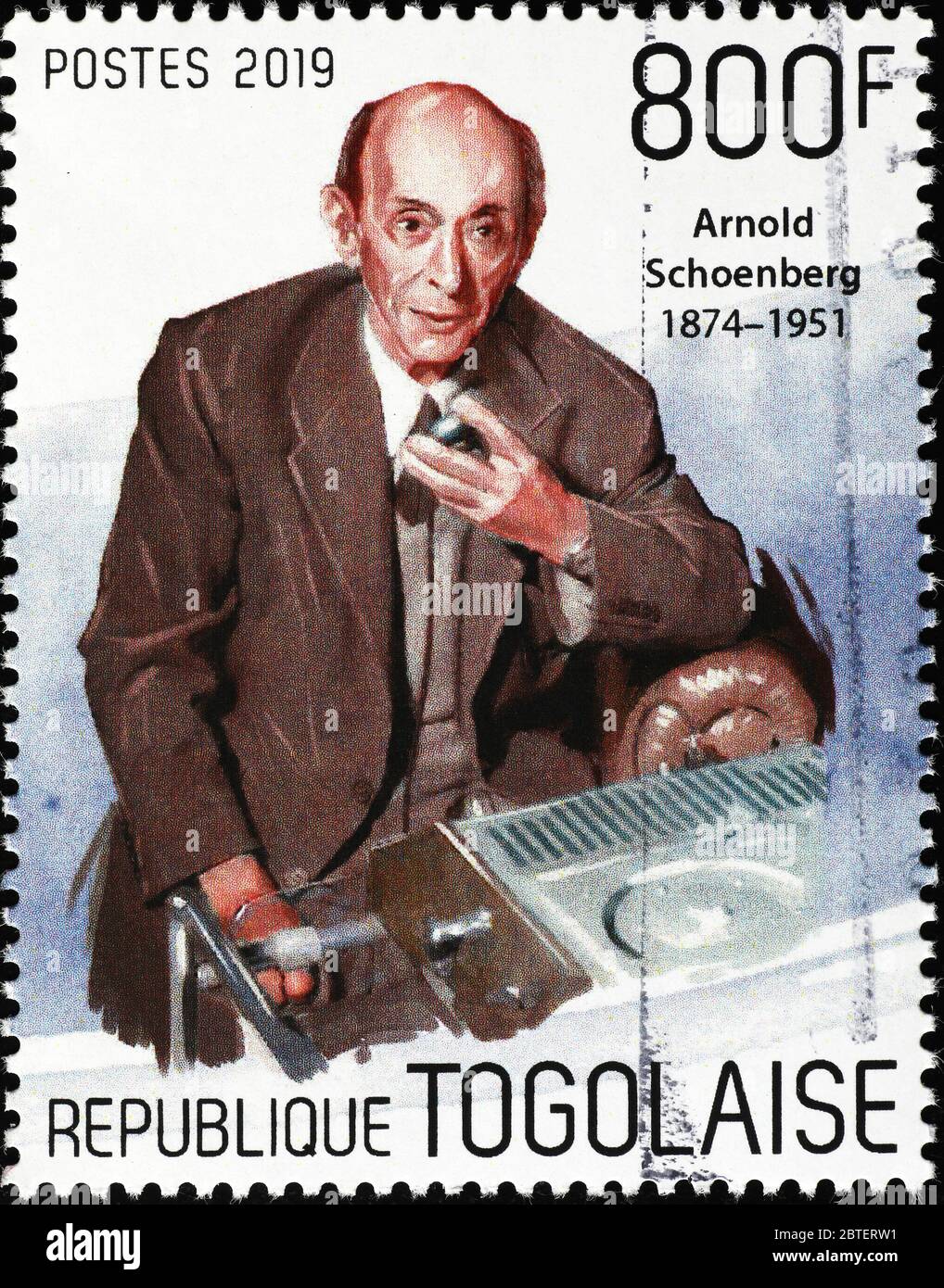 Portrait of composer Arnold Schoenberg on postage stamp Stock Photo