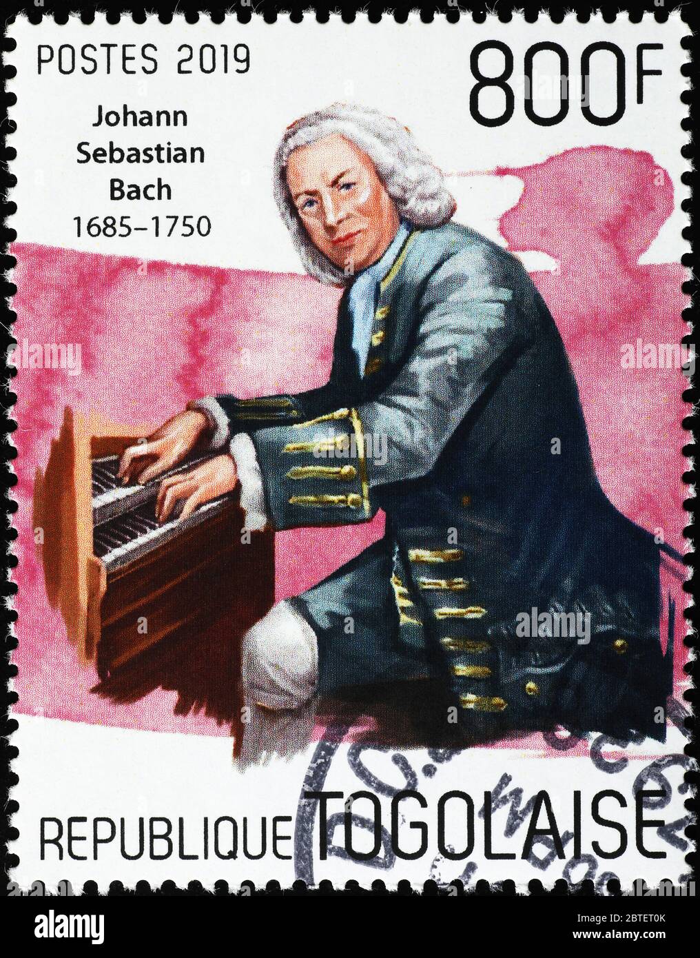 Portrait of Johann Sebastian Bach on postage stamp Stock Photo