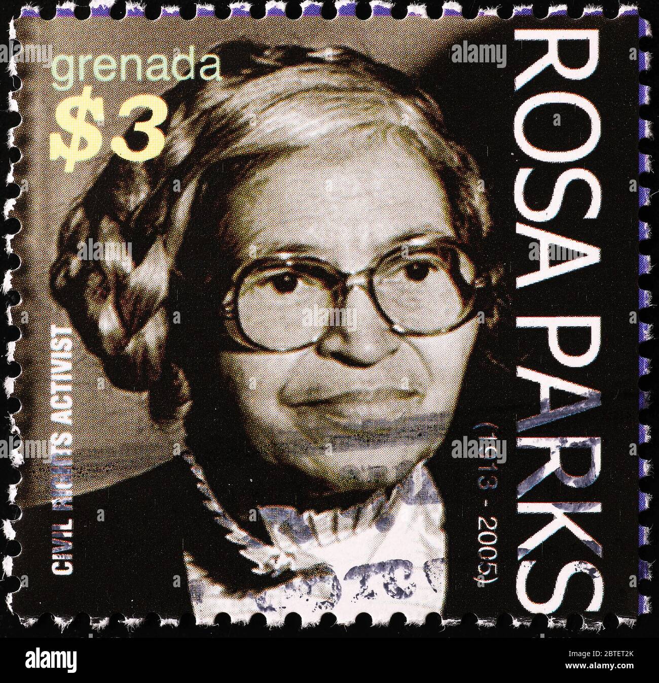 Portrait of Rosa Parks on postage stamp Stock Photo