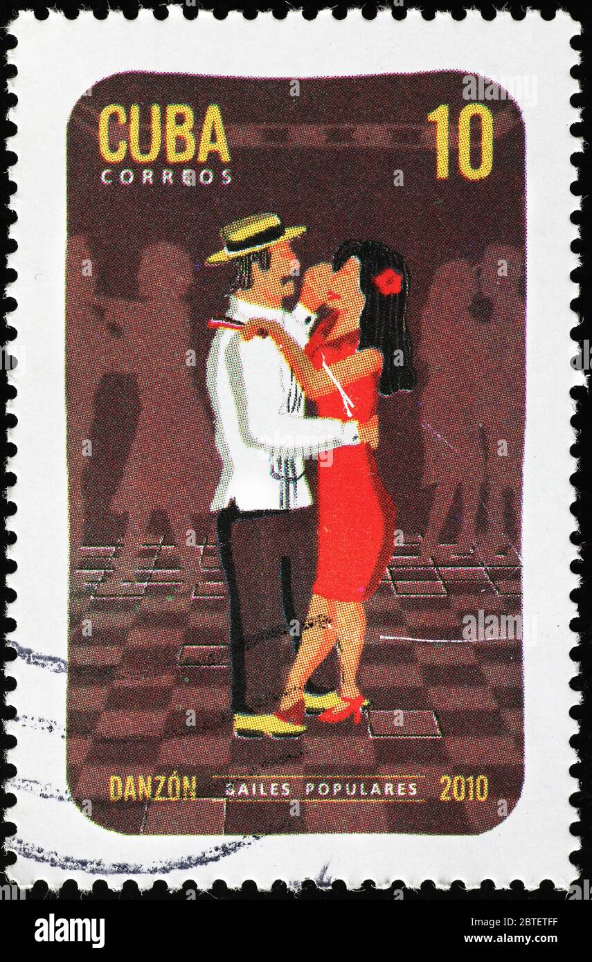 Two dancers on cuban postage stamp Stock Photo