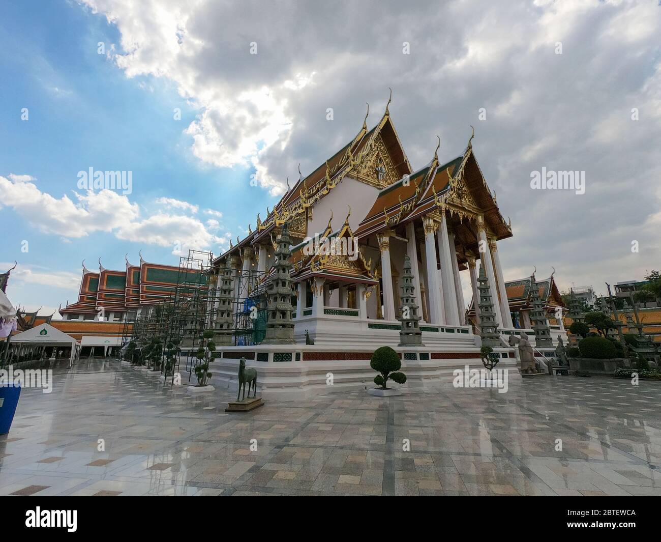 Beautiful Ancient Architecture Of Wat Suthat Thepwararam Buddhist temple in Bangkok, Thailand Stock Photo