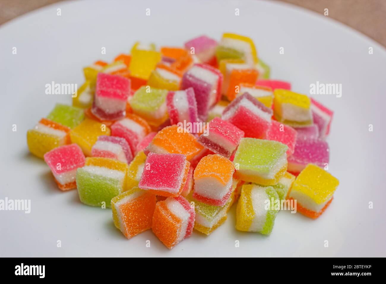 Gummy sweets on white plate hi-res stock photography and images - Alamy