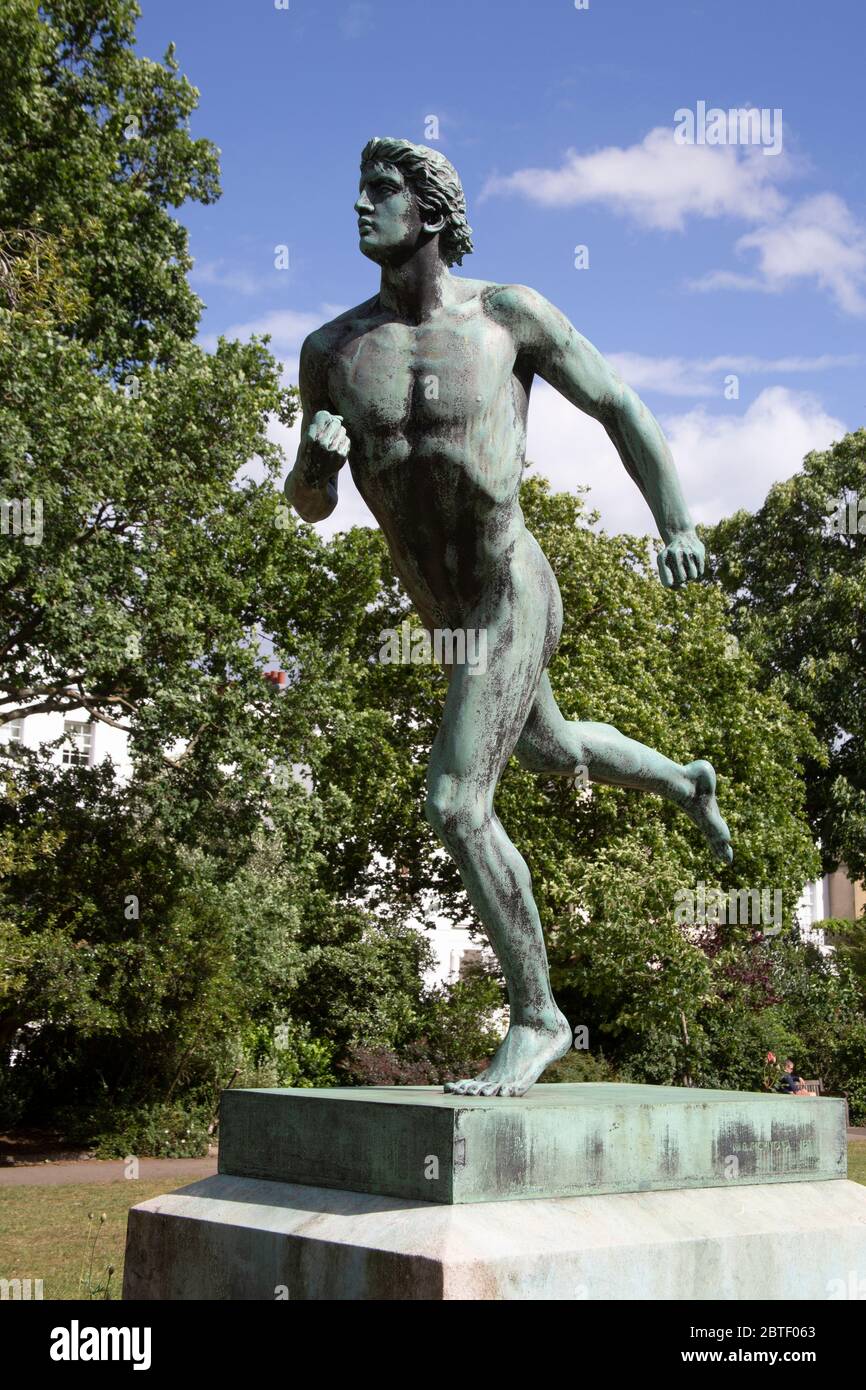 Greek Runner sculpture St Peter’s Square, Hammersmith London England UK