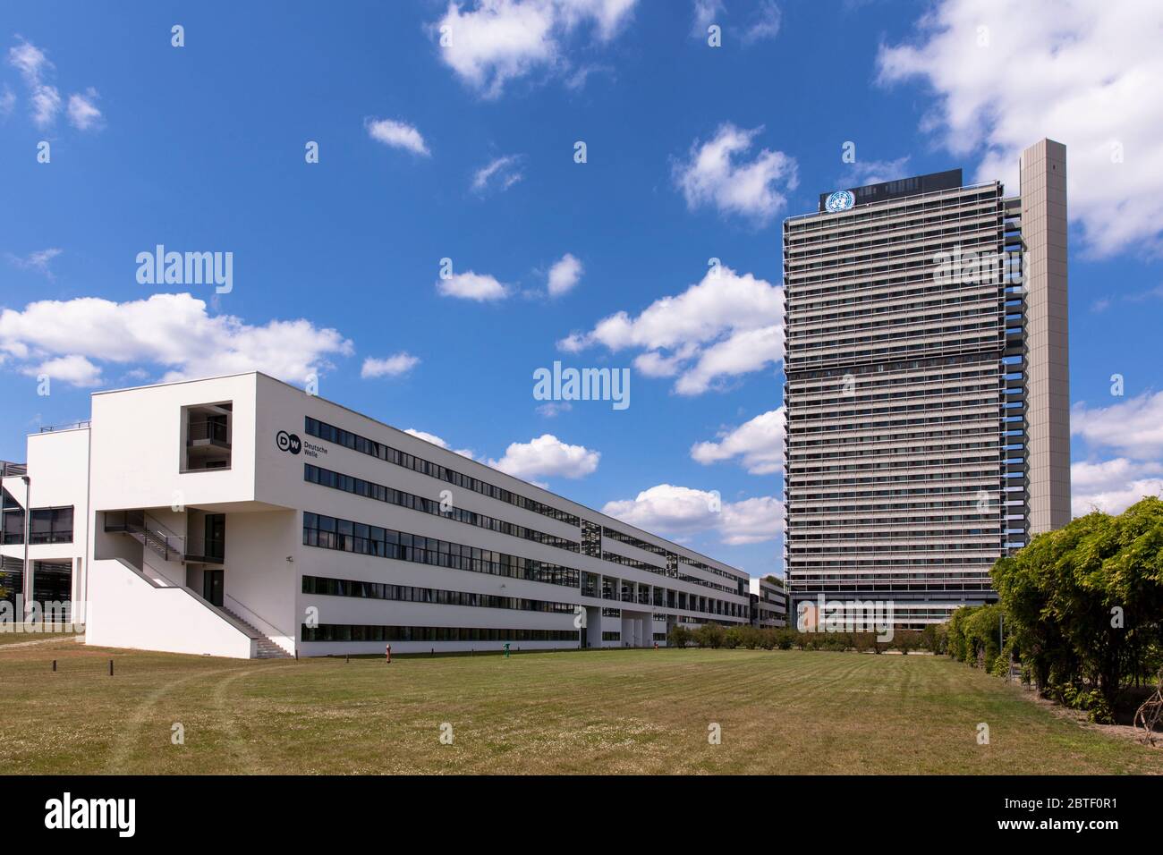 headquarters of the Deutsche Welle and the office building Tall Eugen, it houses several United Nations organizations, Bonn, North Rhine-Westphalia, G Stock Photo