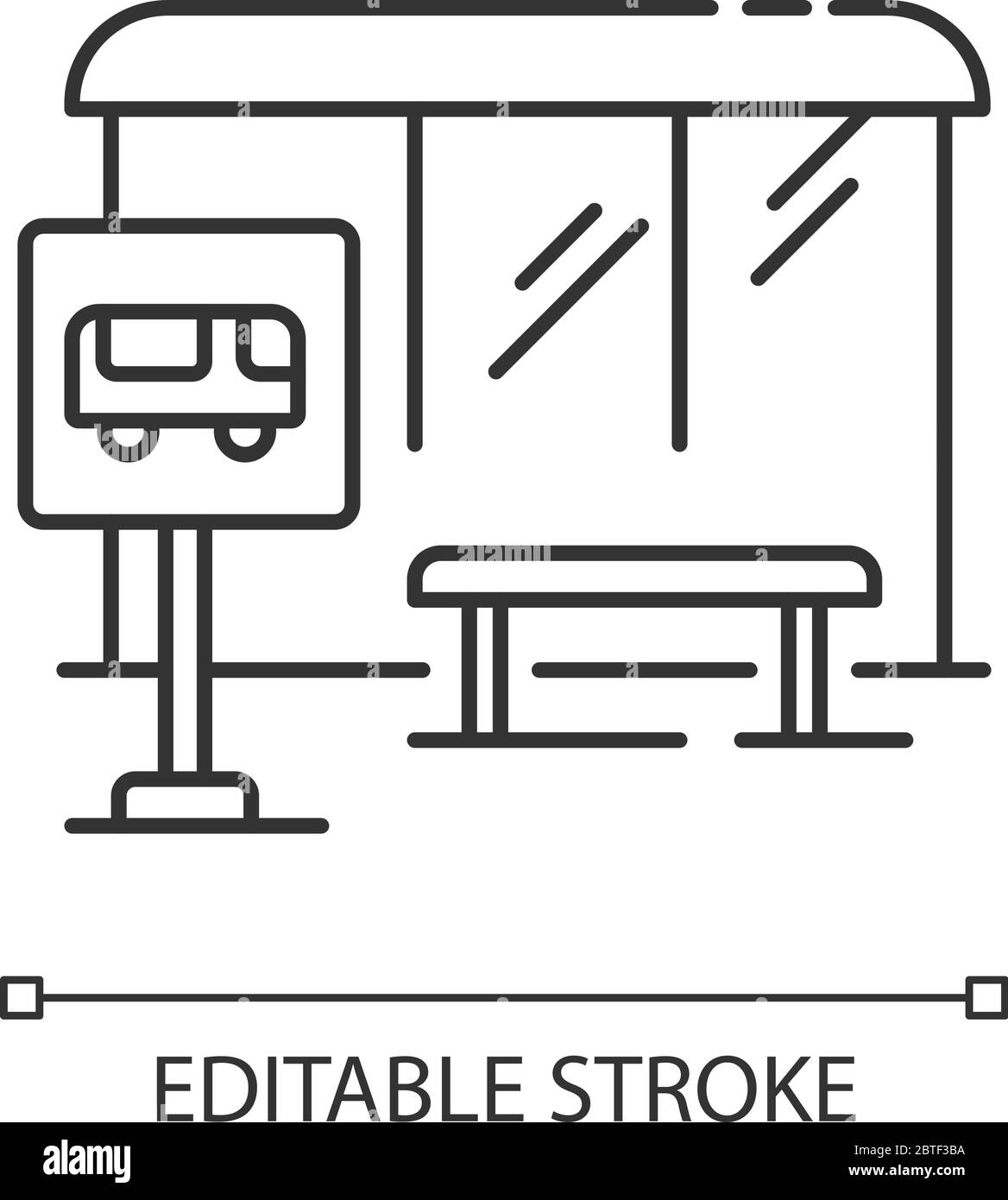 Bus stop pixel perfect linear icon Stock Vector