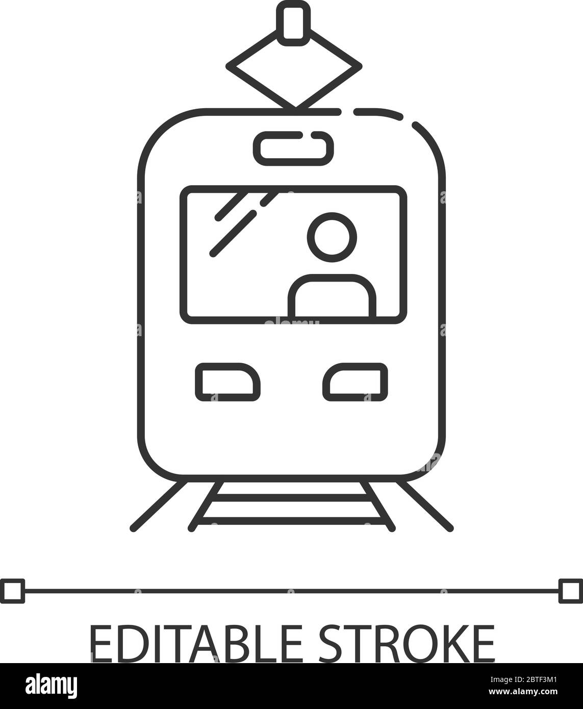 Tram pixel perfect linear icon Stock Vector