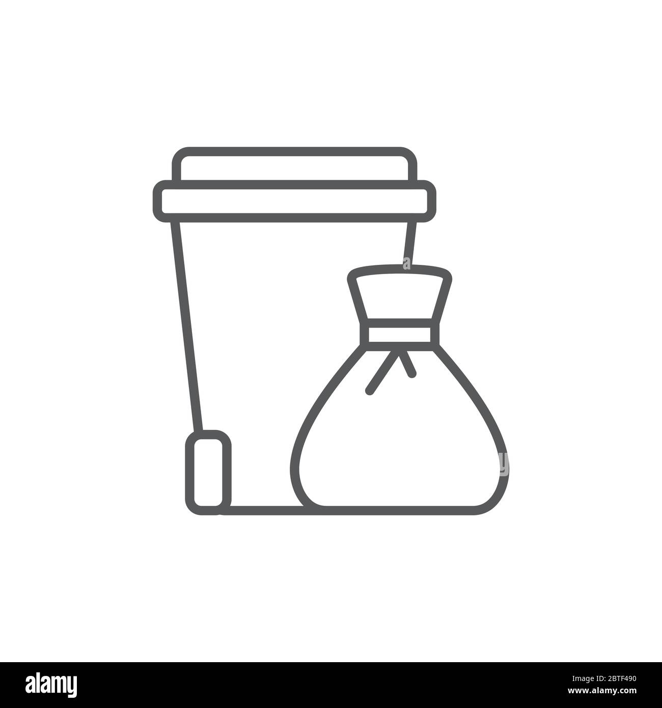Garbage trash bin and bag vector icon symbol isolated on white background Stock Vector